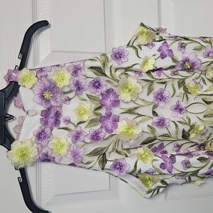 Muse By Marchesa 3D Orchid Floral Print Halter Dress: Purple/Green : Size- 14